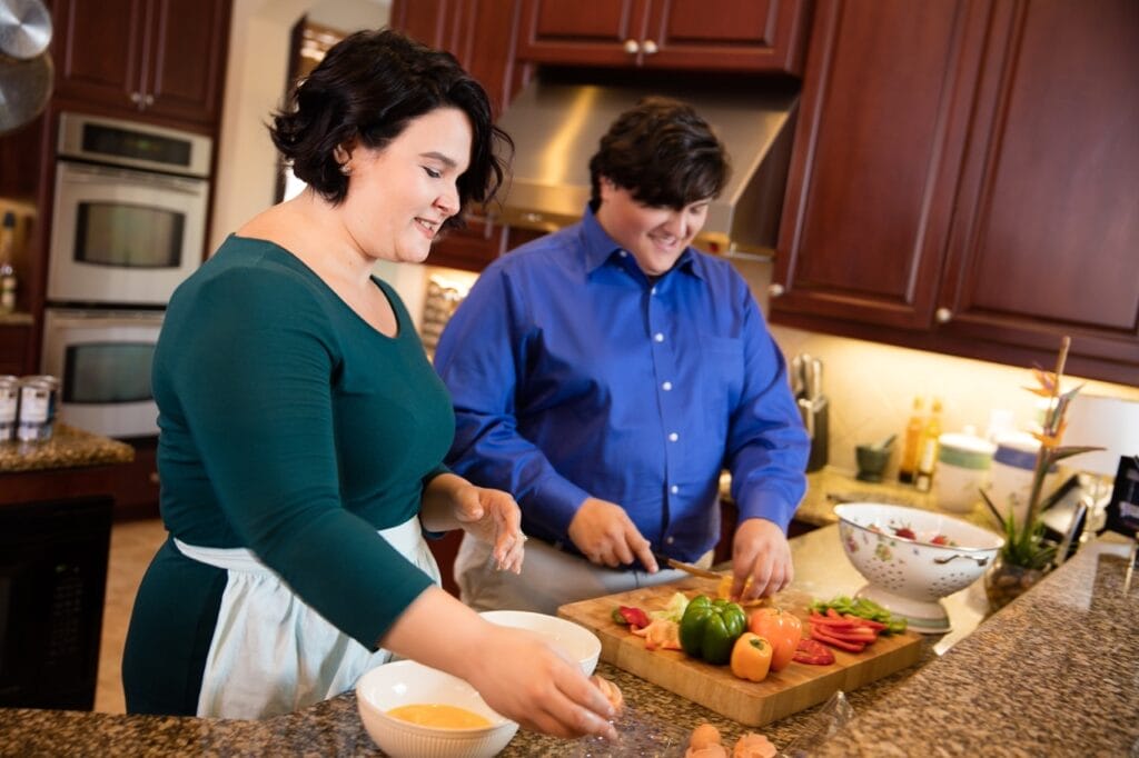 Woman developing balanced eating habits with fresh vegetables